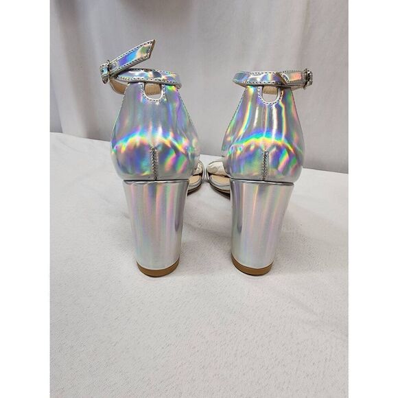 Stuart Weitzman Size 6 Nudist Block 75 Iridescent Ankle-Strap Sandals Block Heel - Picture 6 of 10